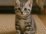 American Shorthair bal kız yuvalanmaya hazır