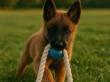 Oyuncu ve akıllı bir kız Belçika Kurdu (Malinois)